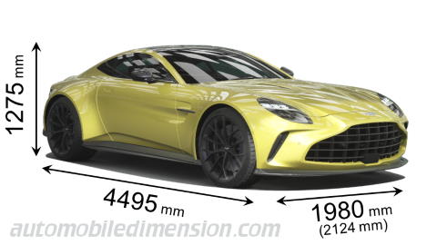 Aston-Martin Vantage 2024 dimensions with length, width and height