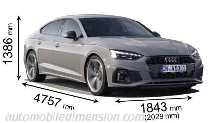 Audi A5 Sportback 2020 dimensions with length, width and height