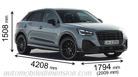 Audi Q2 2021 dimensions with length, width and height