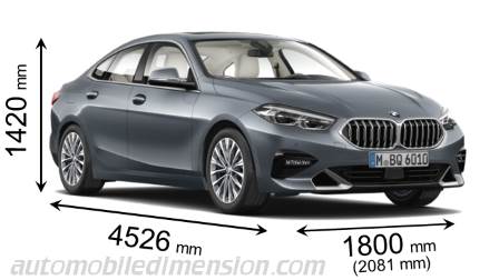 BMW 2 Gran Coupe 2020 dimensions with length, width and height