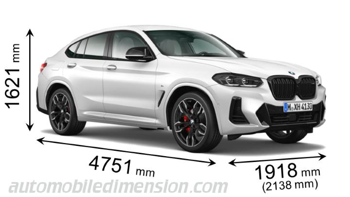 BMW X4 2022 dimensions with length, width and height