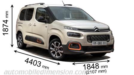 Citroen Berlingo M 2019 dimensions with length, width and height