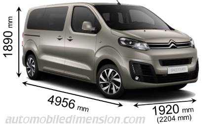 Citroen SpaceTourer M 2016 dimensions with length, width and height