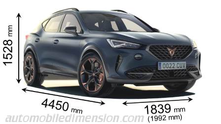 CUPRA Formentor 2021 dimensions with length, width and height
