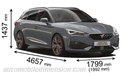 CUPRA Leon Sportstourer 2020 dimensions with length, width and height