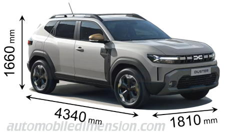 Dacia Duster 2024 dimensions with length, width and height