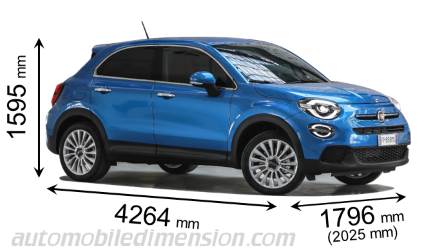 Fiat 500X 2019 dimensions with length, width and height