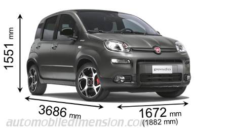Fiat Panda 2021 dimensions with length, width and height