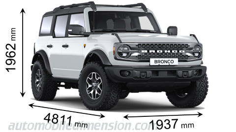 Ford Bronco 2023 dimensions with length, width and height