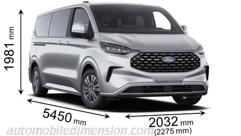 Ford Grand Tourneo Custom 2023 dimensions with length, width and height