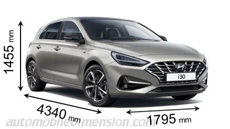 Hyundai i30 2020 dimensions with length, width and height