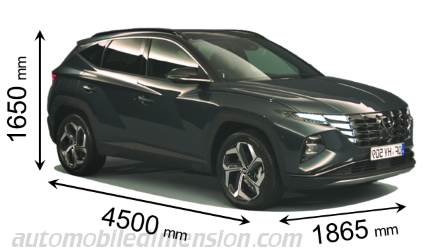 Hyundai Tucson 2021 dimensions with length, width and height