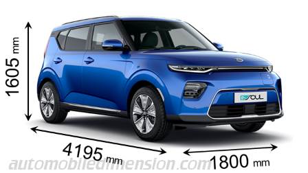 Kia e-Soul 2020 dimensions with length, width and height