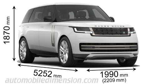 Land-Rover Range Rover LWB 2022 dimensions with length, width and height