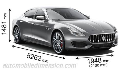Maserati Quattroporte 2021 dimensions with length, width and height