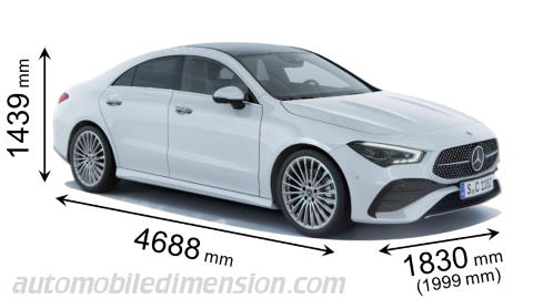 Mercedes-Benz CLA Coupé 2023 dimensions with length, width and height