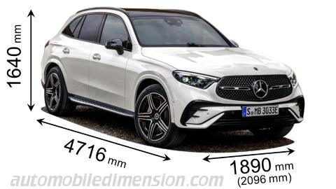 Mercedes-Benz GLC SUV 2023 dimensions with length, width and height