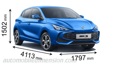 MG MG3 2024 dimensions with length, width and height