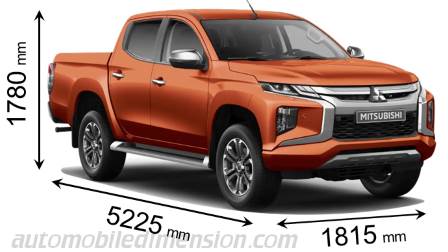 Mitsubishi L200 2019 dimensions with length, width and height