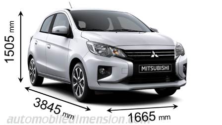 Mitsubishi Space Star 2020 dimensions with length, width and height