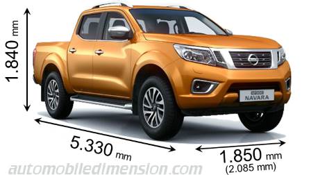 Nissan NP300 Navara 2016 dimensions with length, width and height