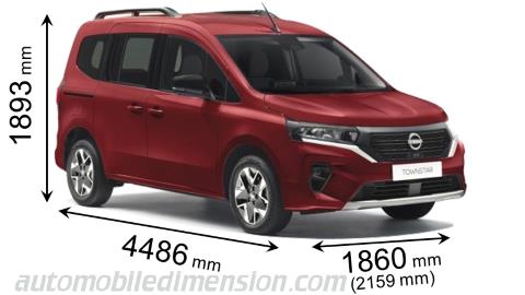 Nissan Townstar 2022 dimensions with length, width and height