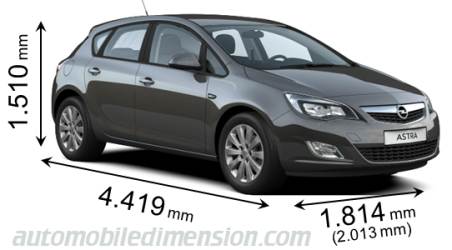 Opel Astra 2010 dimensions