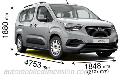 Opel Combo Life L2 2018 dimensions with length, width and height