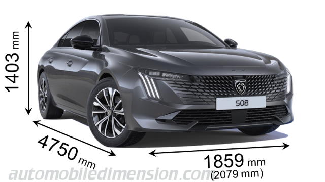 Peugeot 508 2023 dimensions with length, width and height