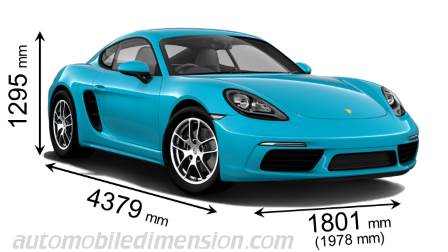 Porsche 718 Cayman 2016 dimensions with length, width and height