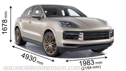 Porsche Cayenne Coupé 2024 dimensions with length, width and height