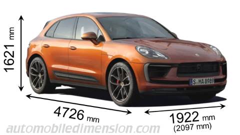Porsche Macan 2022 dimensions with length, width and height