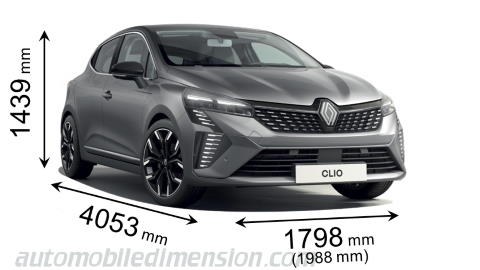 Renault Clio 2023 dimensions with length, width and height