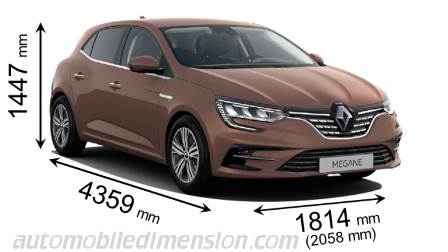 Renault Megane 2020 dimensions with length, width and height