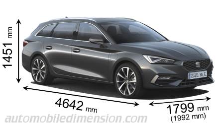 Seat Leon Sportstourer 2020 dimensions with length, width and height