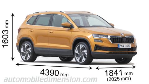 Skoda Karoq 2022 dimensions with length, width and height