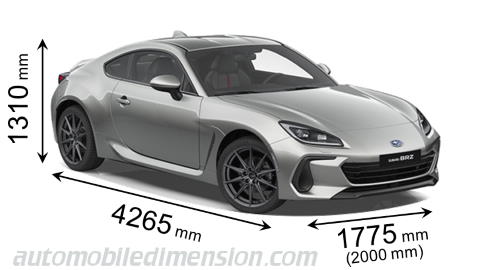 Subaru BRZ 2023 dimensions with length, width and height