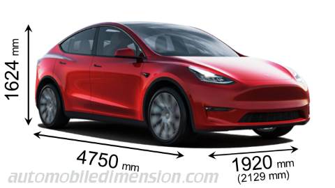 Tesla Model Y 2020 dimensions with length, width and height