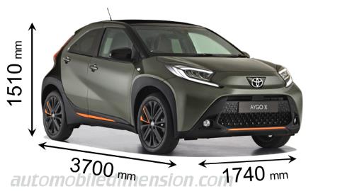 Toyota Aygo X 2022 dimensions with length, width and height