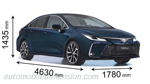 Toyota Corolla Sedan 2023 dimensions with length, width and height
