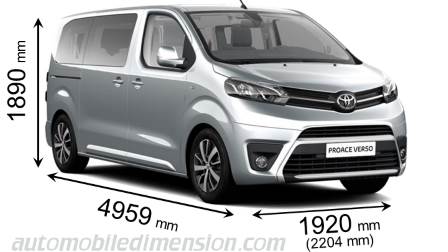 Toyota Proace Verso Medium 2016 dimensions with length, width and height