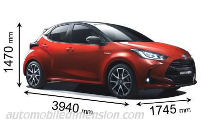 Toyota Yaris 2020 dimensions with length, width and height