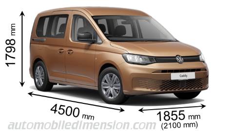 Volkswagen Caddy 2021 dimensions with length, width and height