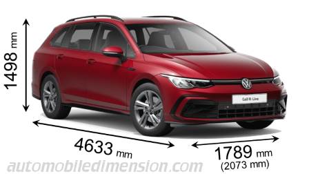 Volkswagen Golf Variant 2021 dimensions with length, width and height