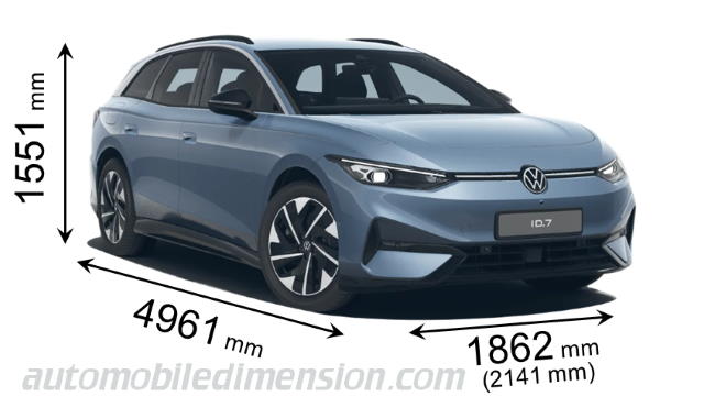 Volkswagen ID.7 Tourer 2024 dimensions with length, width and height