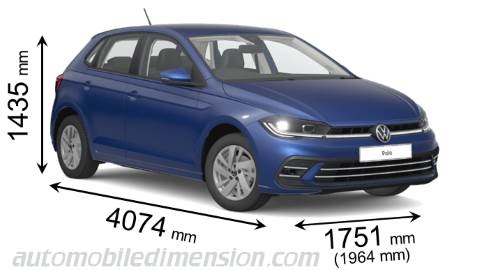 Volkswagen Polo 2021 dimensions with length, width and height