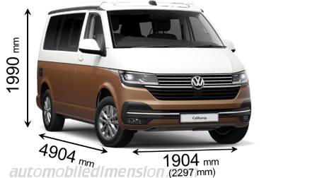 Volkswagen T6.1 California 2020 dimensions with length, width and height
