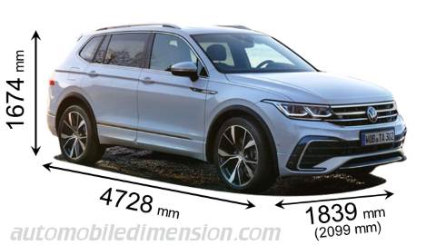 Volkswagen Tiguan Allspace 2022 dimensions with length, width and height