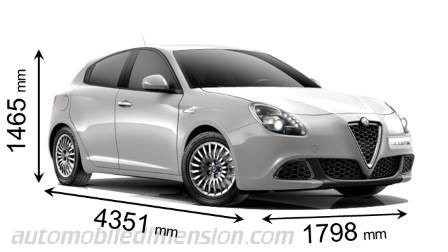 Alfa-Romeo Giulietta 2016 dimensions with length, width and height