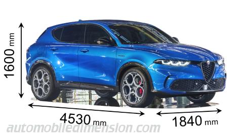 Dimension Alfa-Romeo Tonale 2022 avec longueur, largeur et hauteur